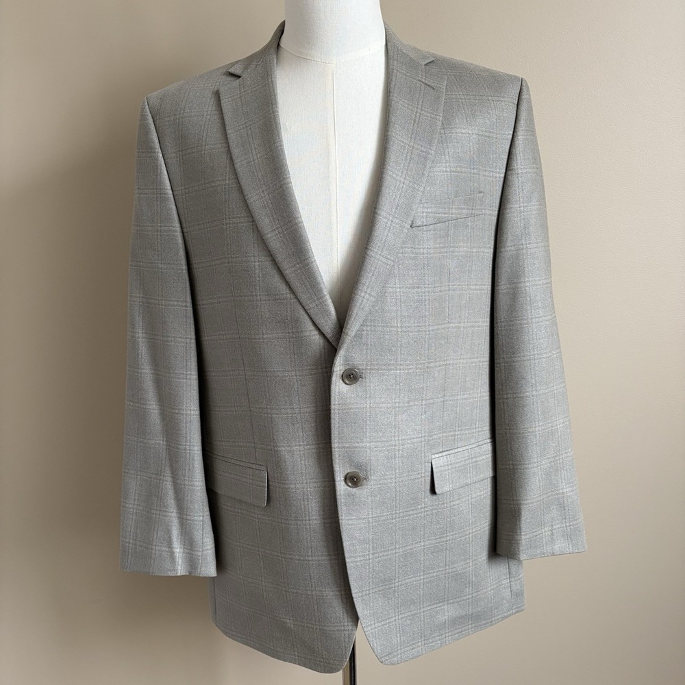 Calvin Klein Light Gray Windowpane Sport Coat